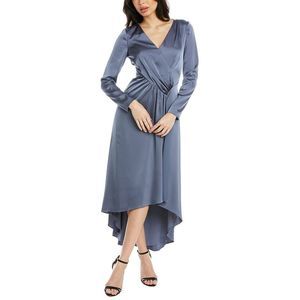 Kay Unger Womens  Helena Hi-Low Midi Dress, Grey